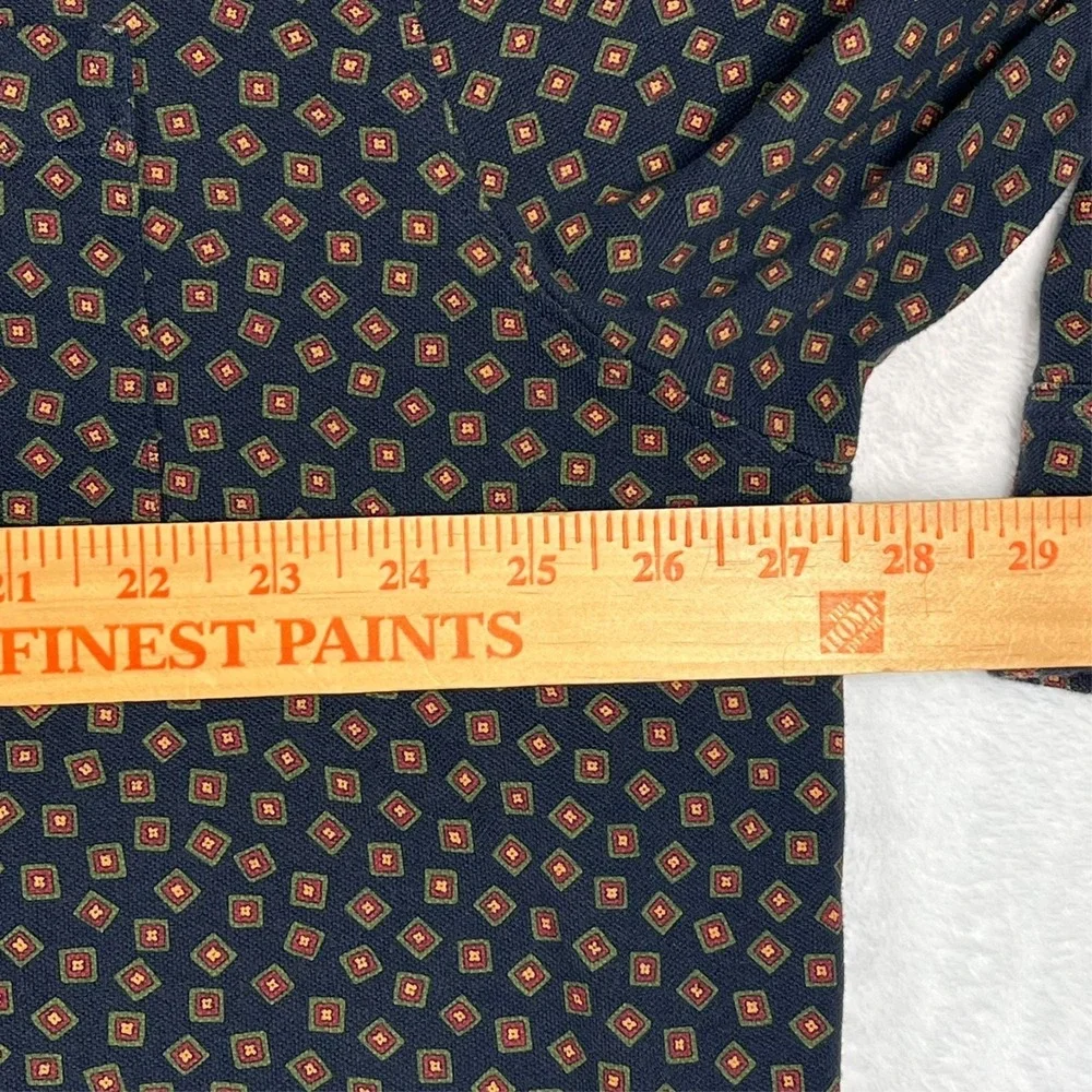 Ralph Lauren Polo Shirt Men's 2XB Navy Blue Geometric‎ Diamond Long Sleeve